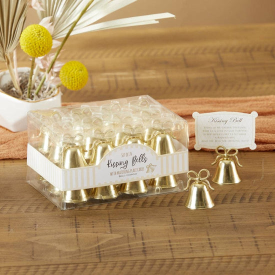 Gold Kissing Bells Place Card/Photo Holder (Set of 24)