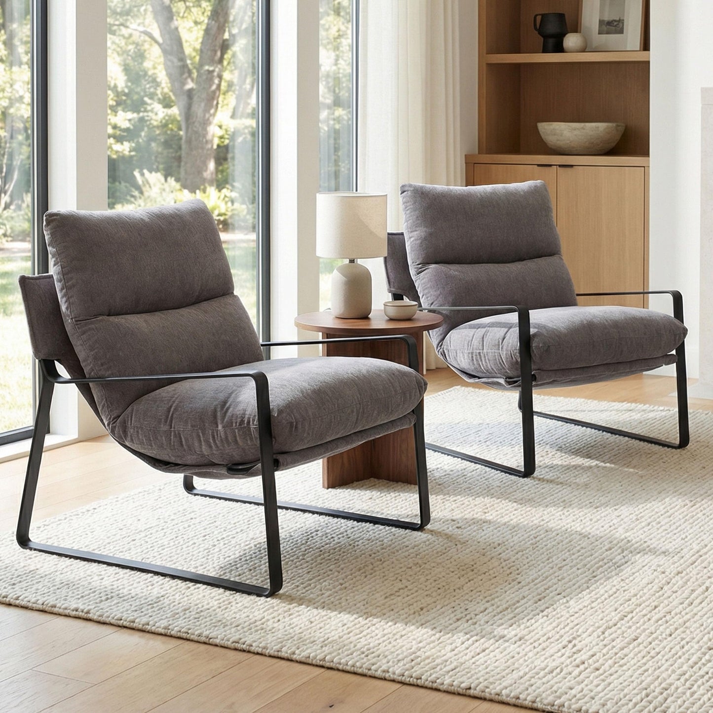 LukeAlon Modern PU Leather Accent Armchair, Brown