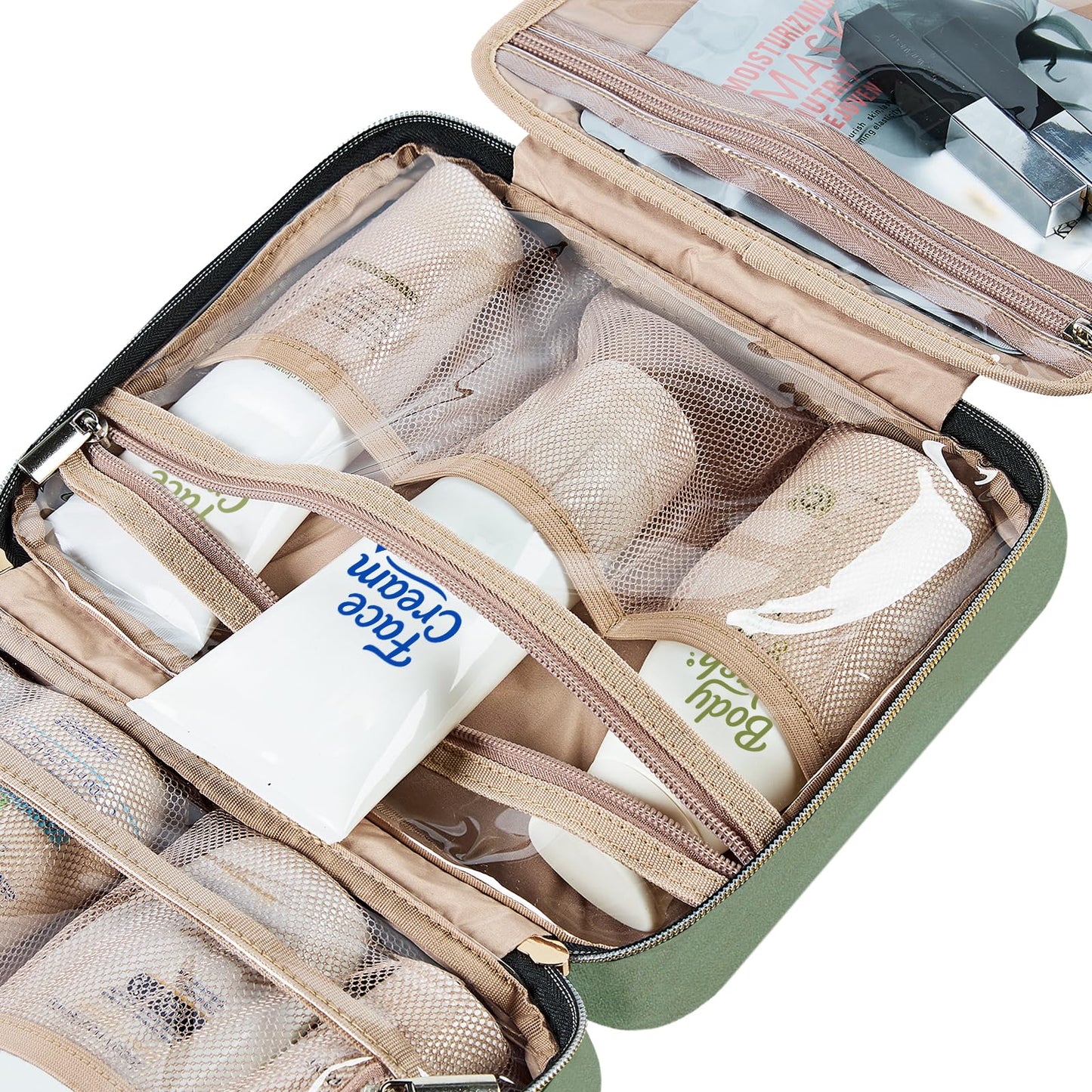 NISHEL Travel Toiletry Bag for women, Portable Hanging makeup Organizer