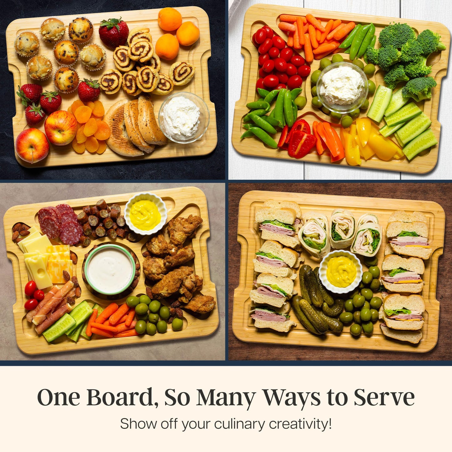 Totally Bamboo Flip, Serve & Store Football Charcuterie Board with Lid