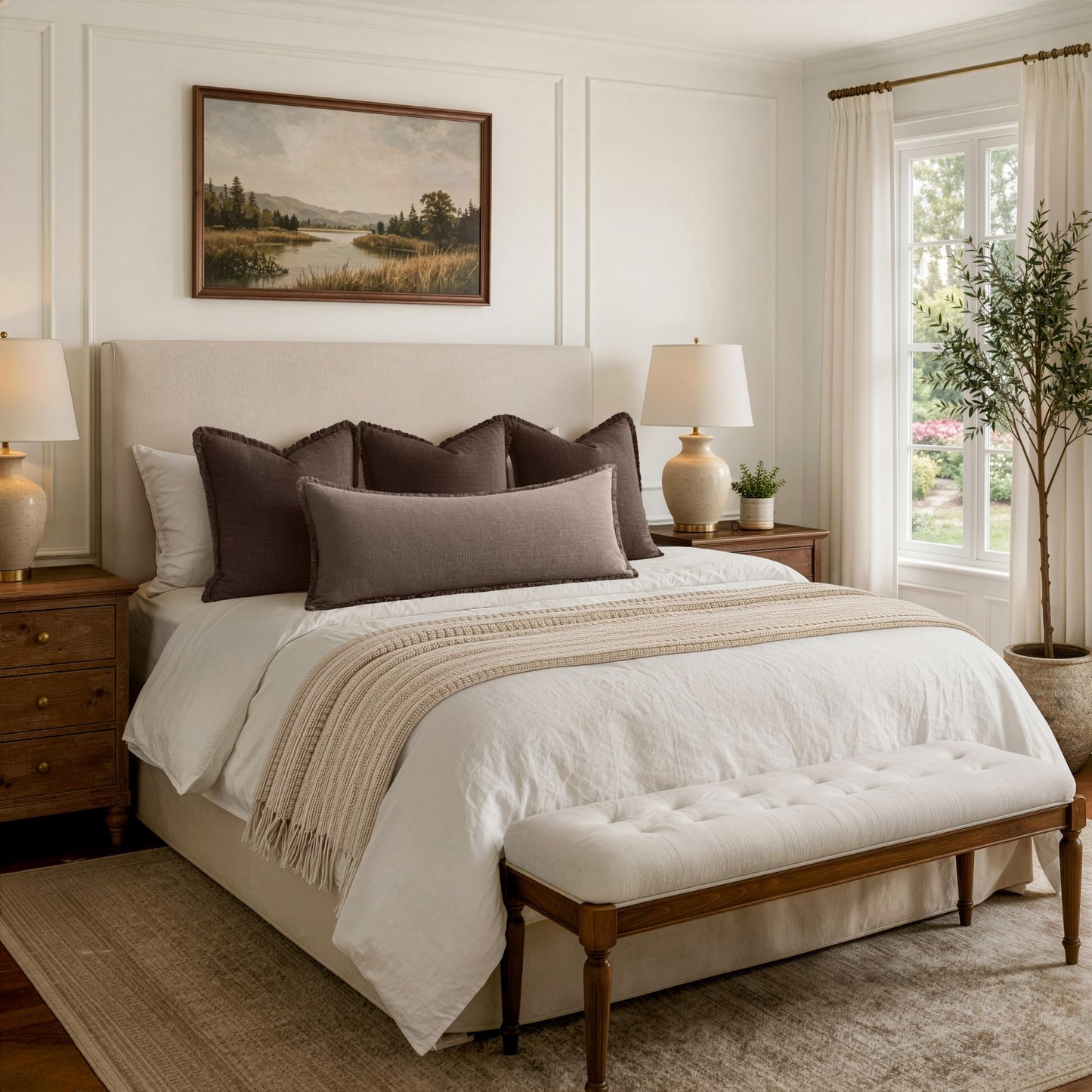 MIULEE 14x36 Long Linen Lumbar Pillow Covers Set of 1 Light Olive Green