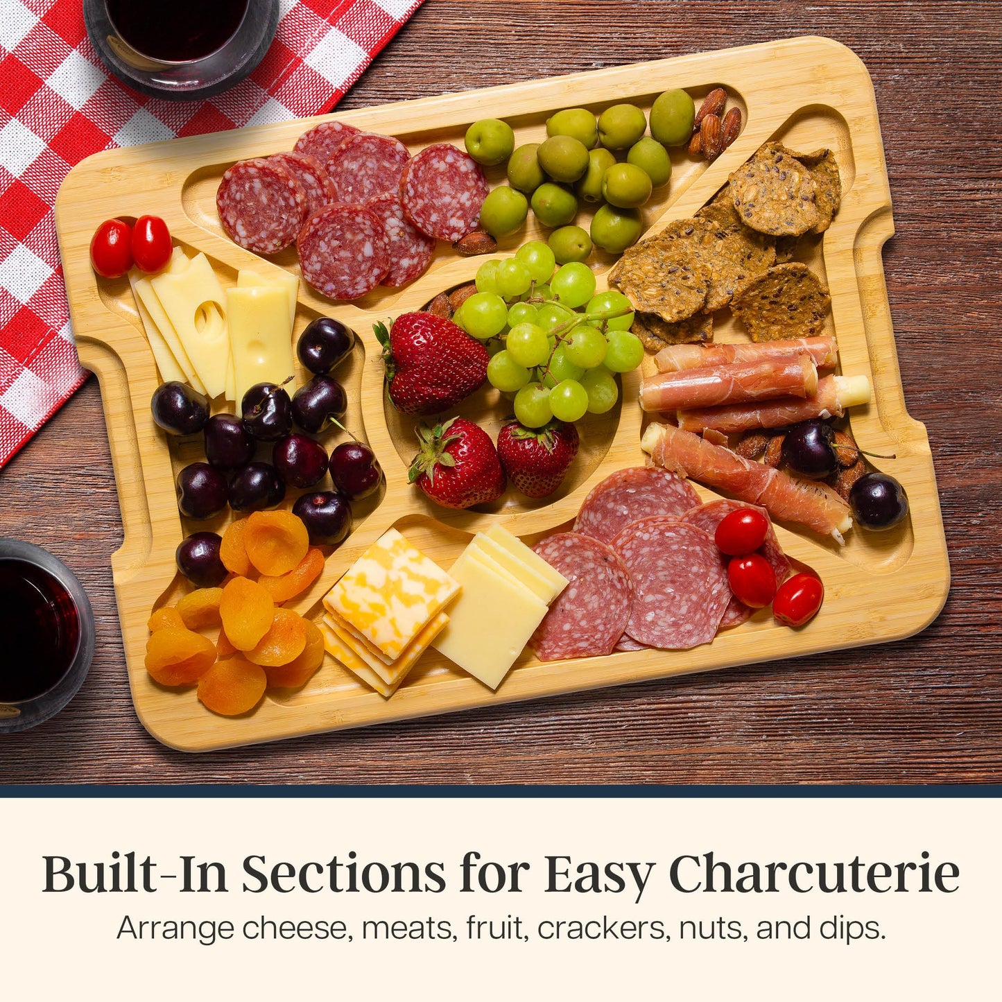 Totally Bamboo Flip, Serve & Store Football Charcuterie Board with Lid