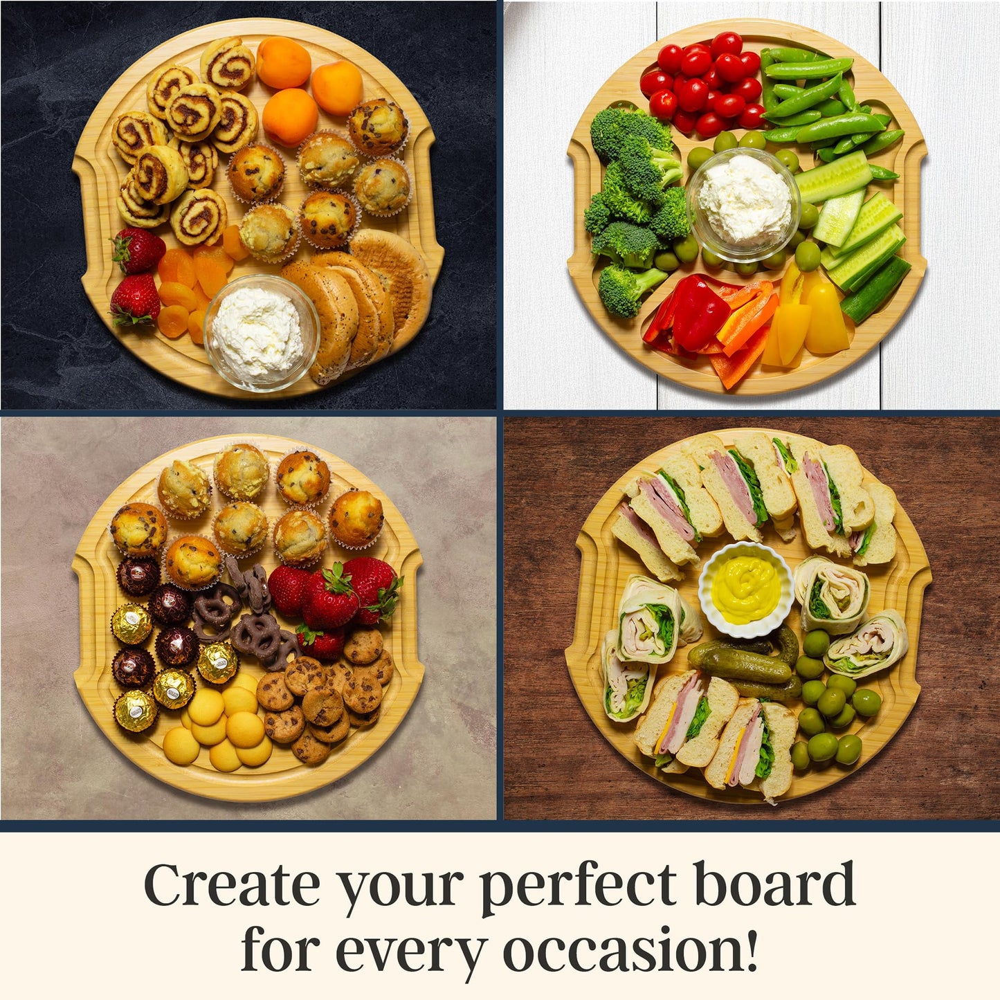 Totally Bamboo Flip, Serve & Store Football Charcuterie Board with Lid