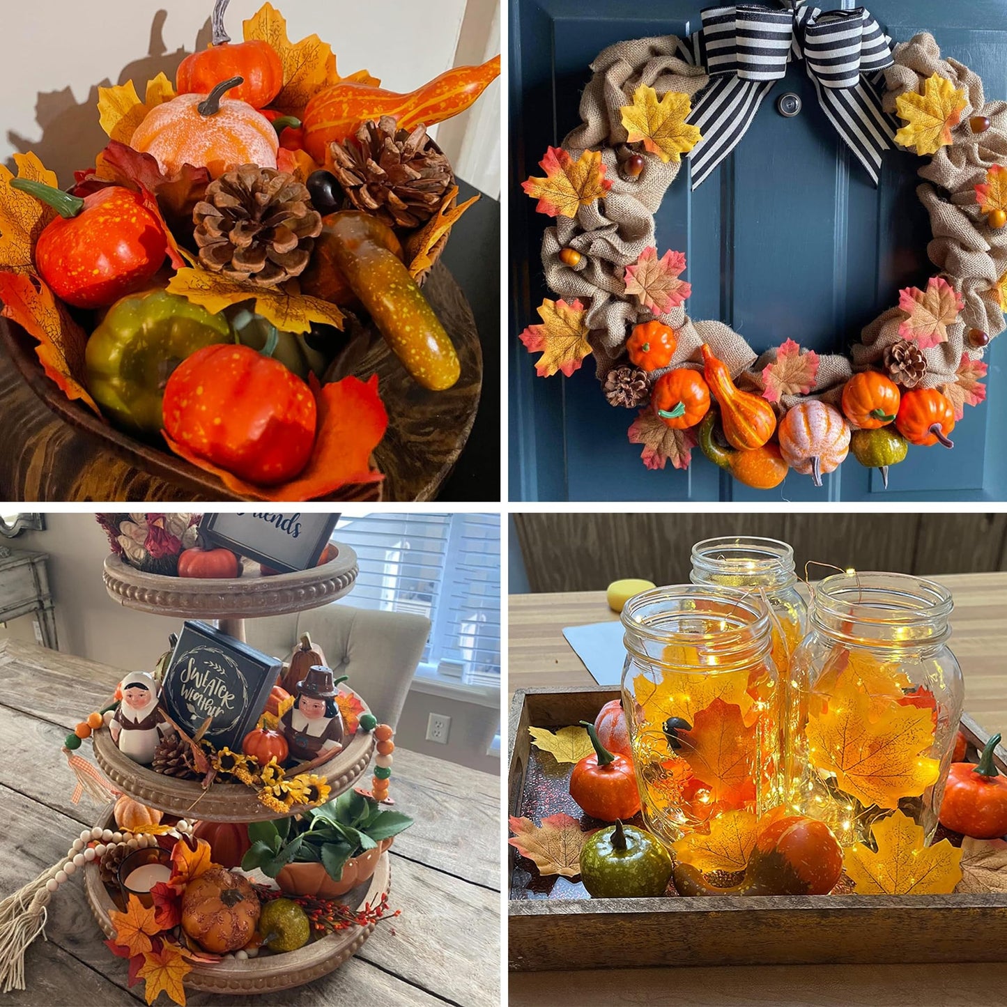 winemana 12 Pcs Pumpkin Fall Decorations, Golden Artificial Pumpkins