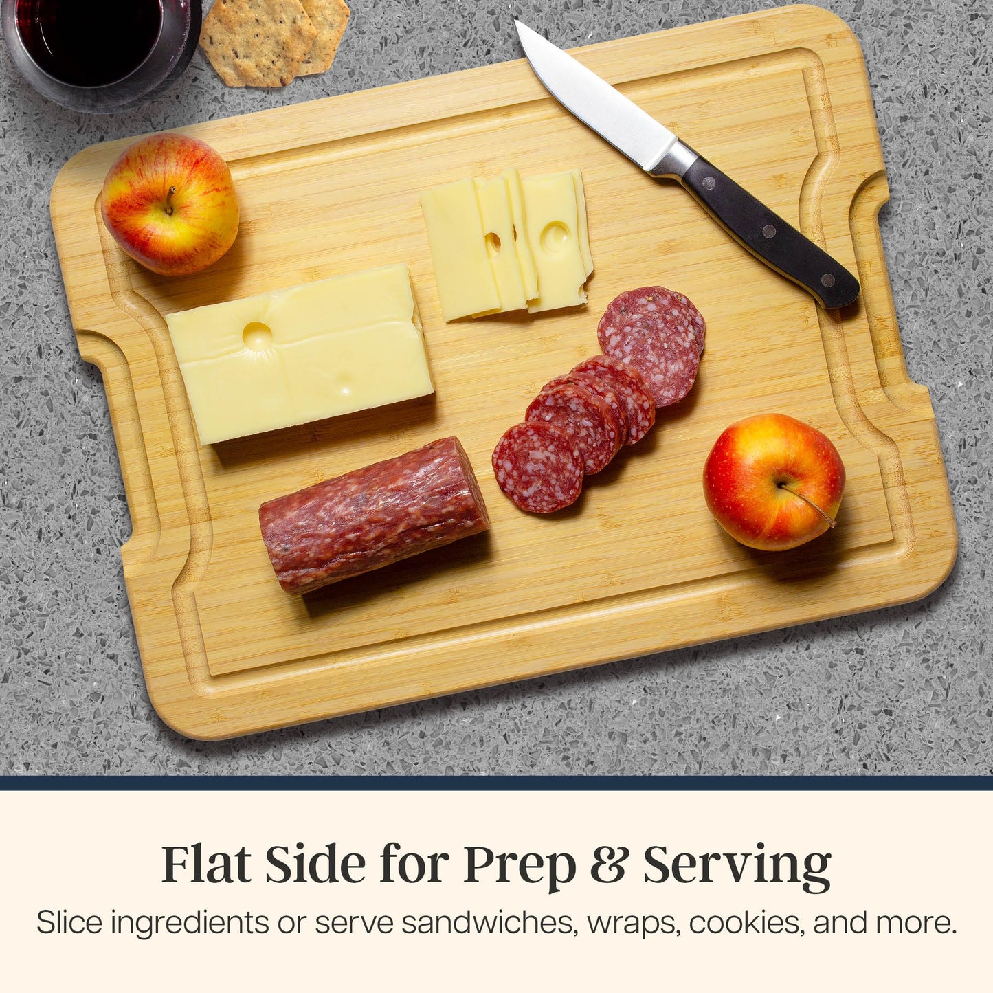 Totally Bamboo Flip, Serve & Store Football Charcuterie Board with Lid