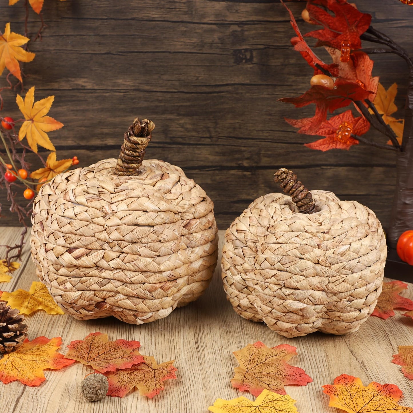winemana 12 Pcs Pumpkin Fall Decorations, Golden Artificial Pumpkins