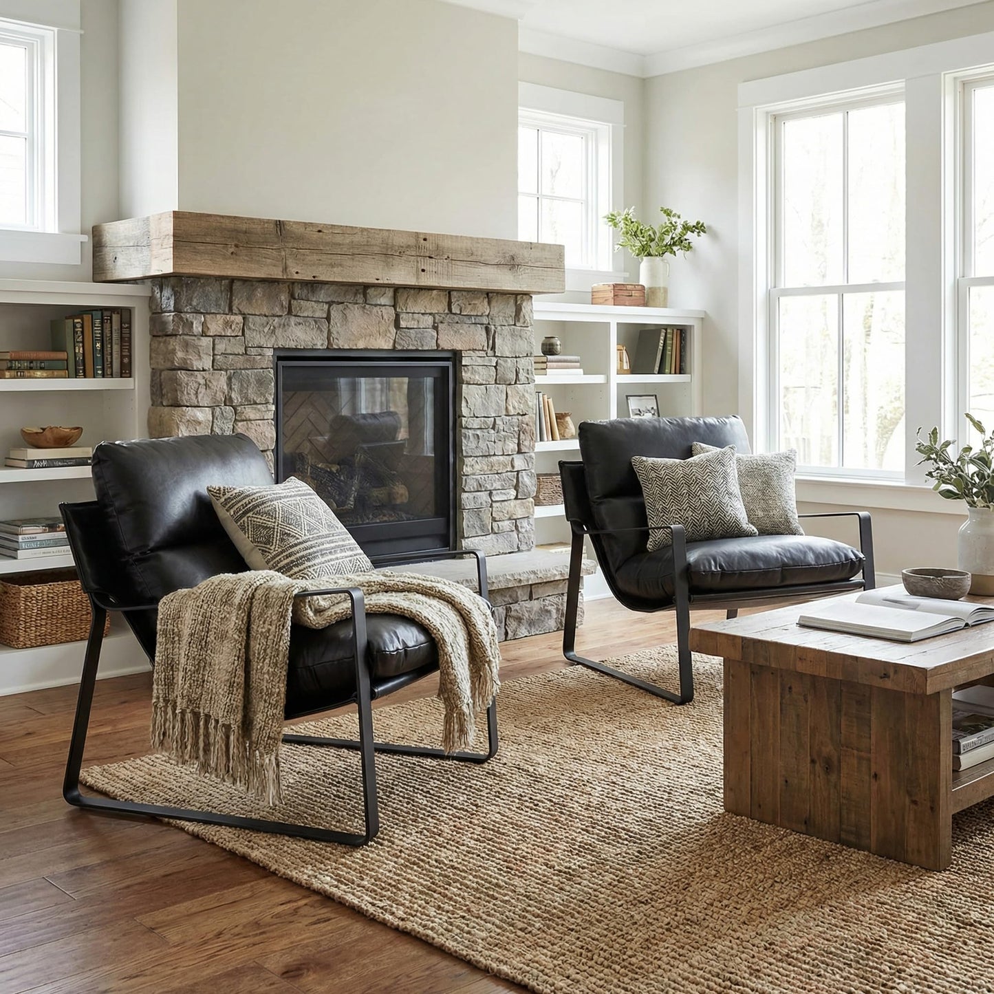 LukeAlon Modern PU Leather Accent Armchair, Brown