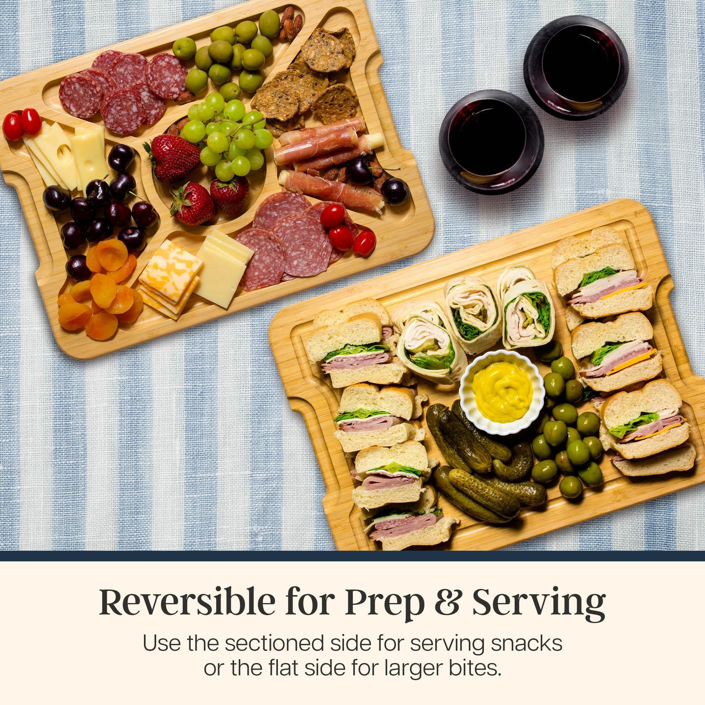 Totally Bamboo Flip, Serve & Store Football Charcuterie Board with Lid