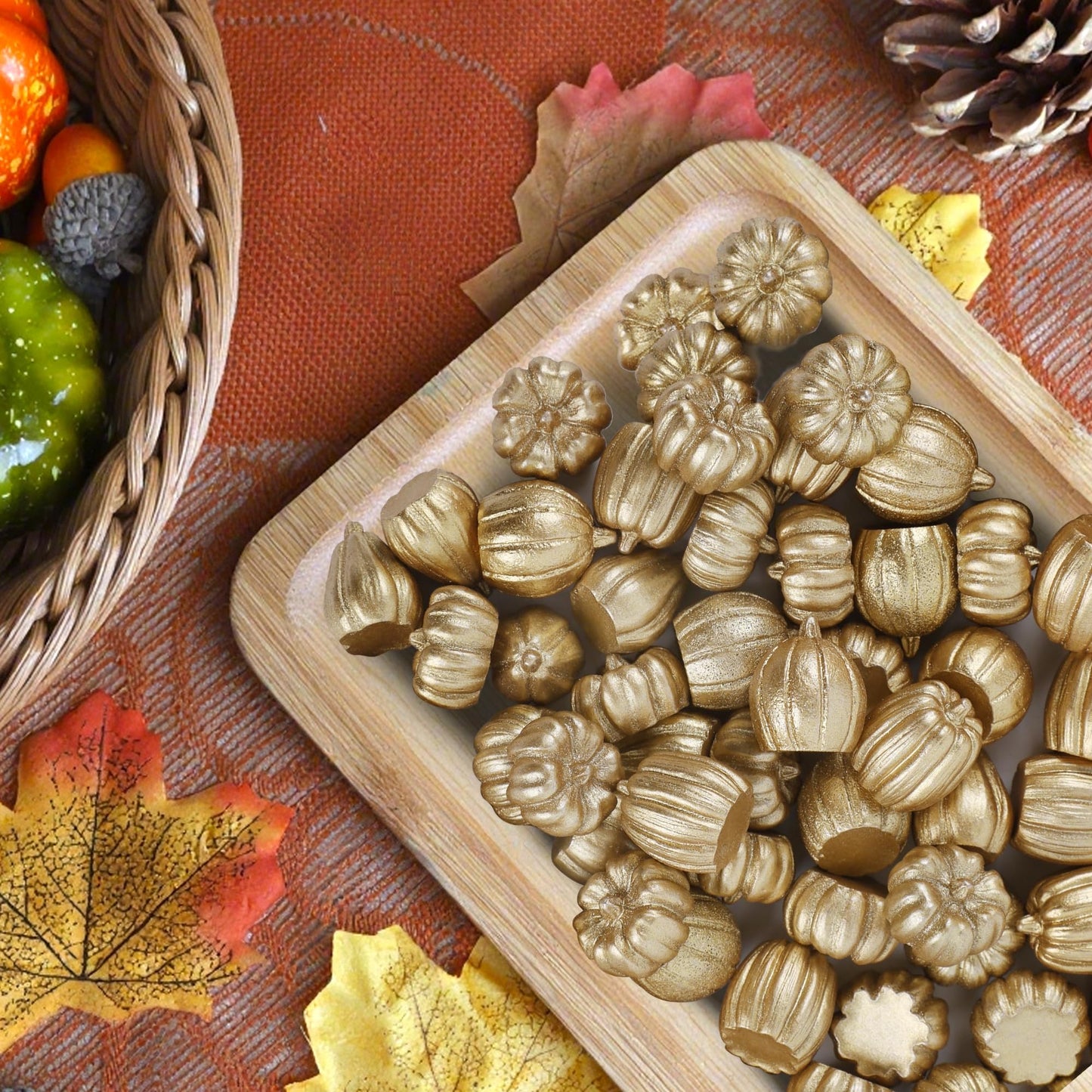winemana 12 Pcs Pumpkin Fall Decorations, Golden Artificial Pumpkins