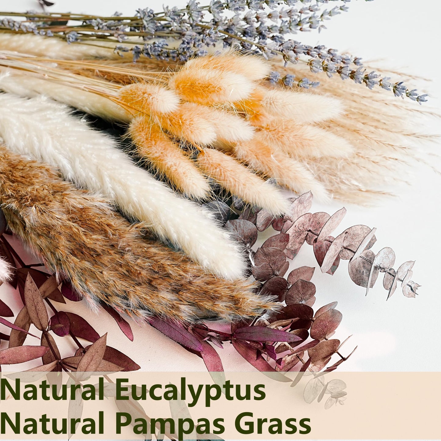 Green Pampas Grass Boho Bouquet – Exquisite Lavender and Eucalyptus Dried Flower Arrangements for Western Boho Decor – Rustic Flowers for Your Bohemian Home, Bedroom, and Wedding Table Décor