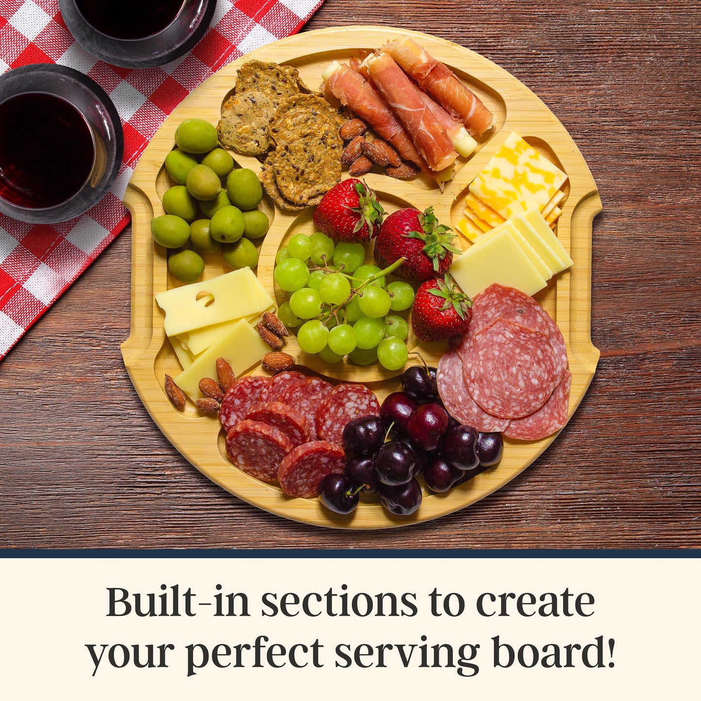 Totally Bamboo Flip, Serve & Store Football Charcuterie Board with Lid