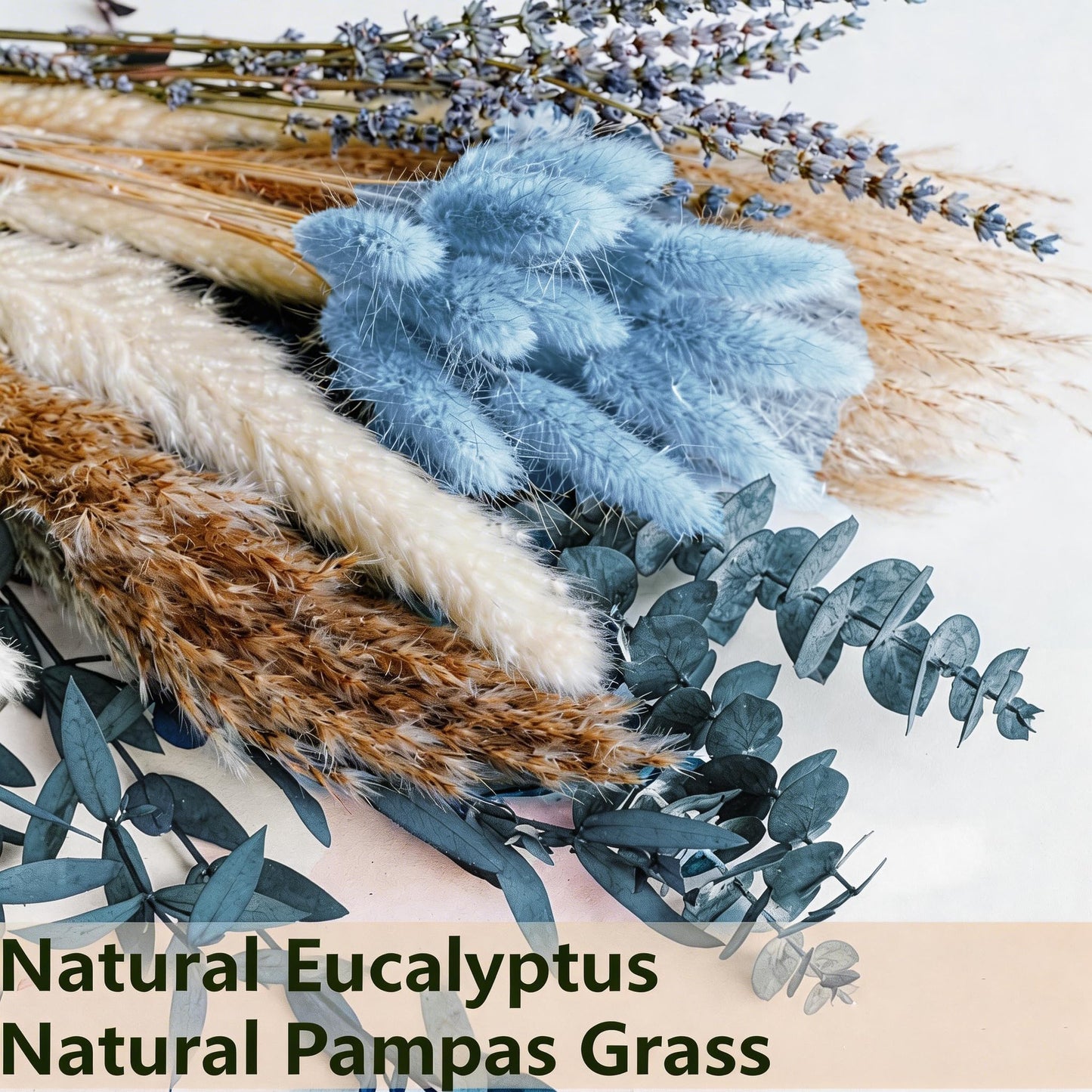 Green Pampas Grass Boho Bouquet – Exquisite Lavender and Eucalyptus Dried Flower Arrangements for Western Boho Decor – Rustic Flowers for Your Bohemian Home, Bedroom, and Wedding Table Décor