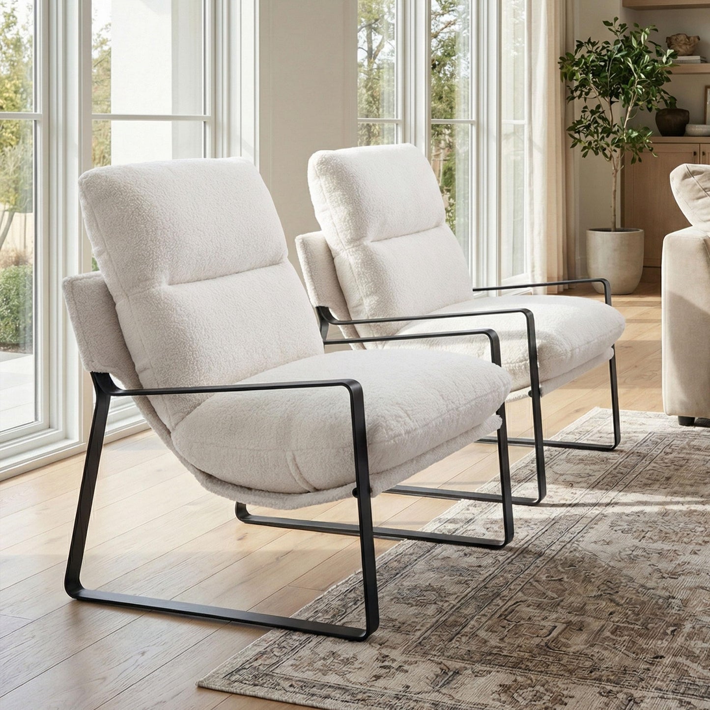LukeAlon Modern PU Leather Accent Armchair, Brown