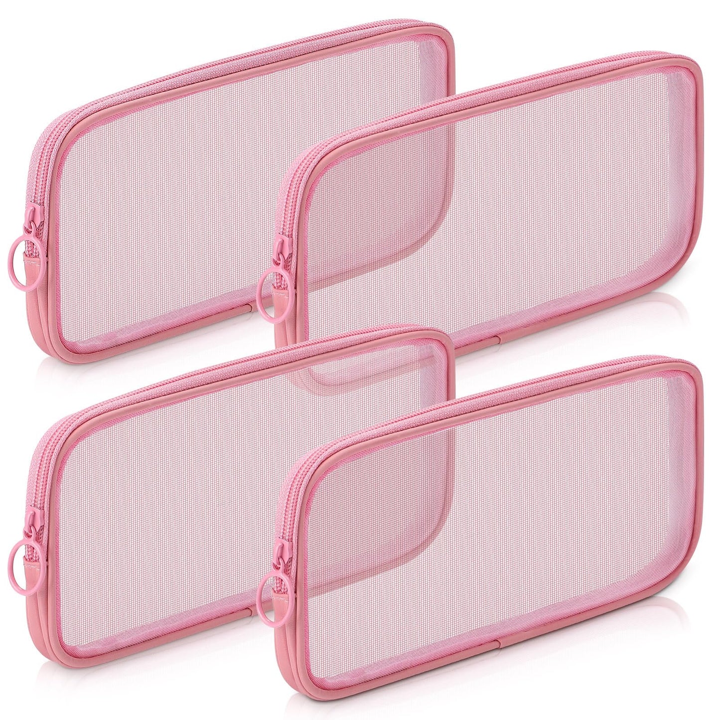 Weewooday 4Pcs Mesh Makeup Bag, Wine Red, Small, Large, Medium, Classic