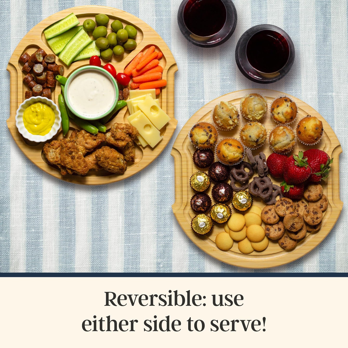 Totally Bamboo Flip, Serve & Store Football Charcuterie Board with Lid