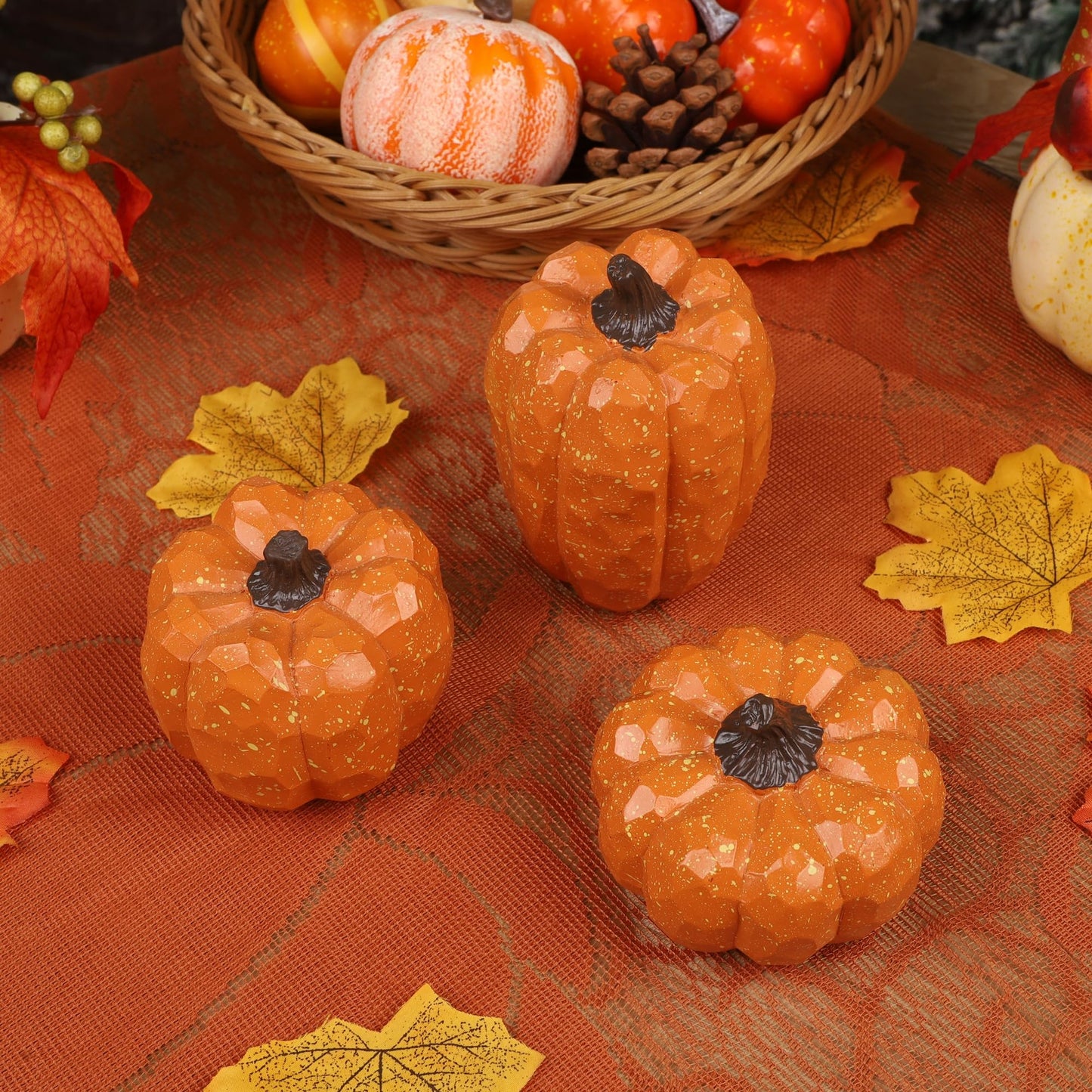 winemana 12 Pcs Pumpkin Fall Decorations, Golden Artificial Pumpkins