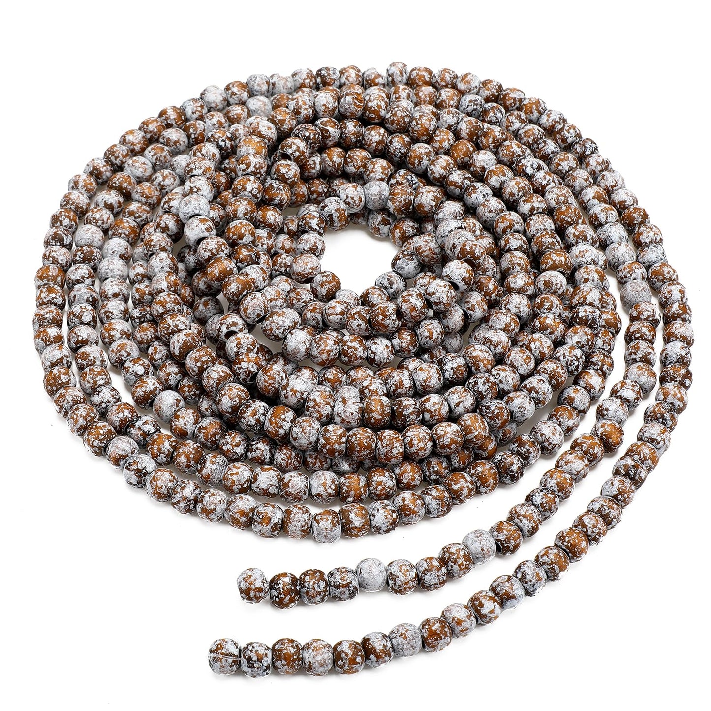 WILLBOND 16 Feet Wood Bead Garland Christmas Tree, Wood Color