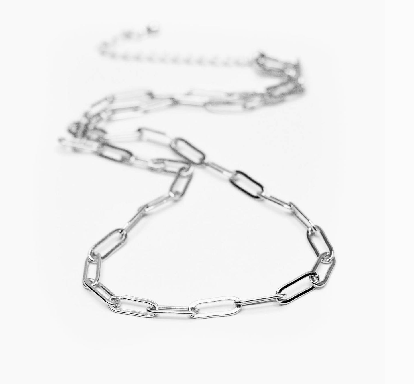 Silver Paperclip Chainlink Necklace : Small