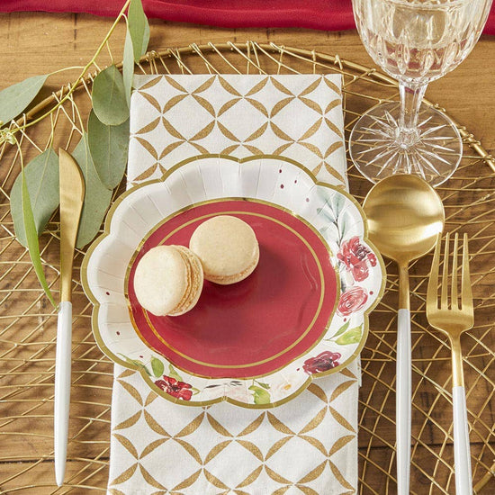 Load image into Gallery viewer, Burgundy Blush Floral 7 in. Premium Paper Plates (Set of 16)
