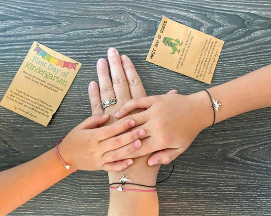 Load image into Gallery viewer, First Day of School Set of 2 Dinosaur Bracelets: Green
