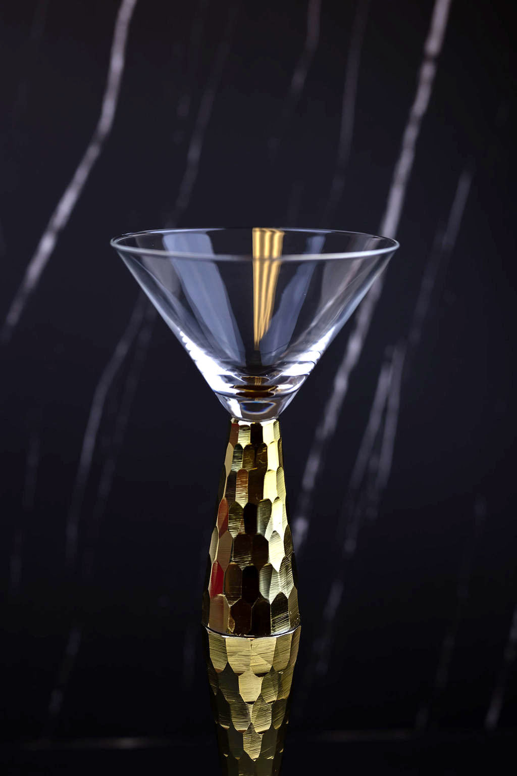 Hammered Martini Glass with Gold Geo
