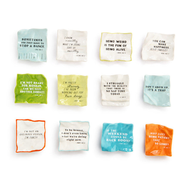 Ceramic Crinkle Notepaper Quote Magnets