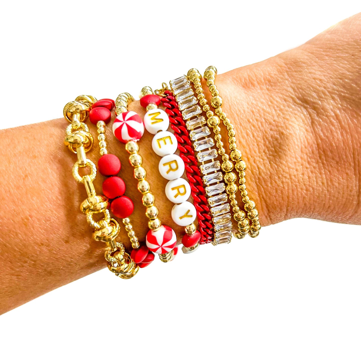 Merry 18K Gold & Enamel Christmas Bracelet: Merry
