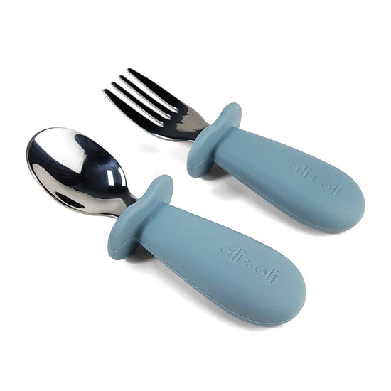 Load image into Gallery viewer, Spoon &amp;amp; Fork Learning Set for Toddlers (Blue) 6m+
