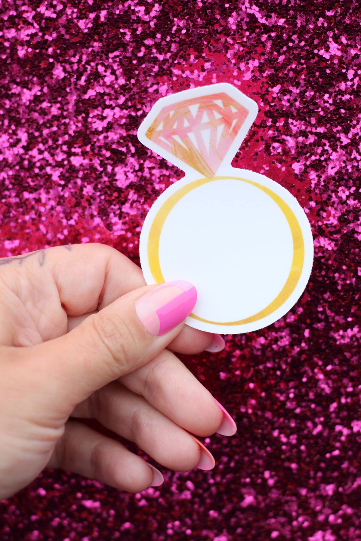 Pink Diamond Engagement Ring Sticker