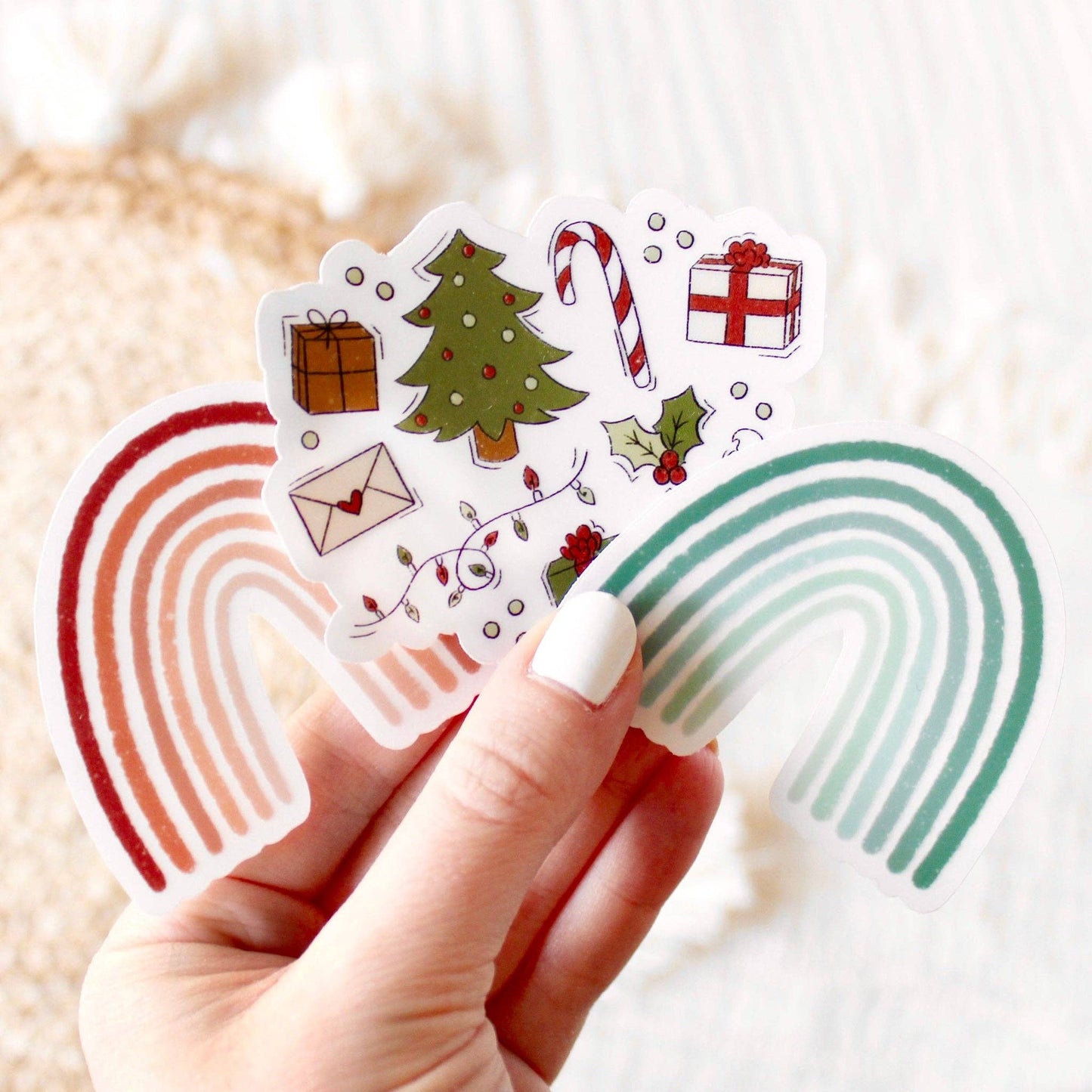 Clear Green Rainbow Sticker, 2.5x2.5 in.