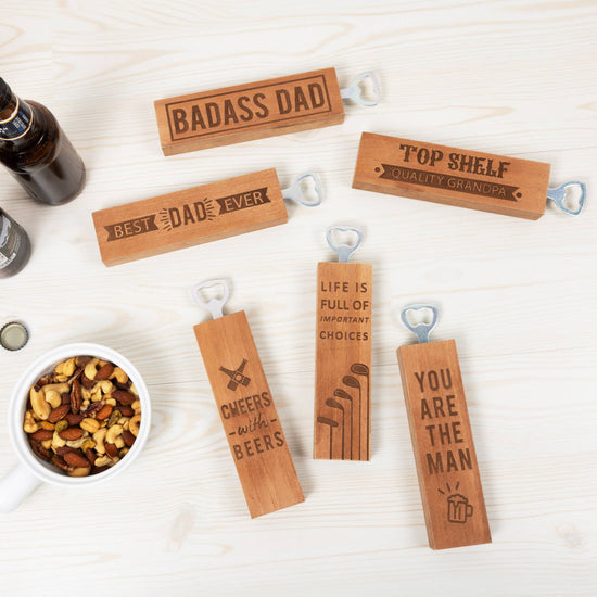 Load image into Gallery viewer, Best Dad Ever - 2&amp;quot; x 7&amp;quot; Wooden Bottle Opener
