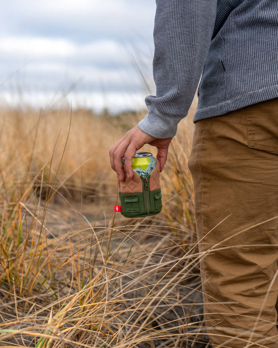 Load image into Gallery viewer, The Bird Dog - 12oz Can Cooler - Olive Green/Dry Grass
