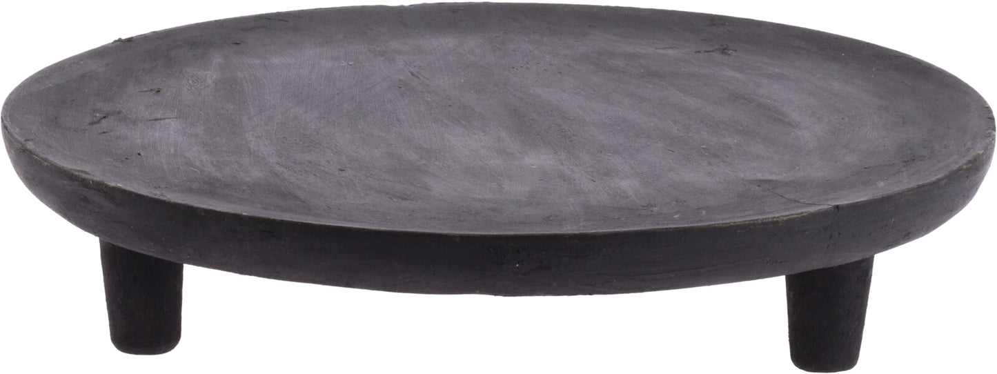 Round Black Mango Wood Tray