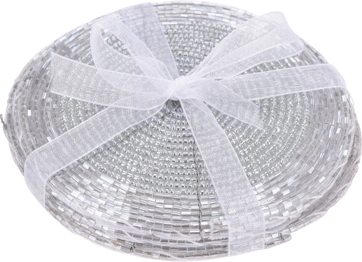 S/4 White Beaded Coasters