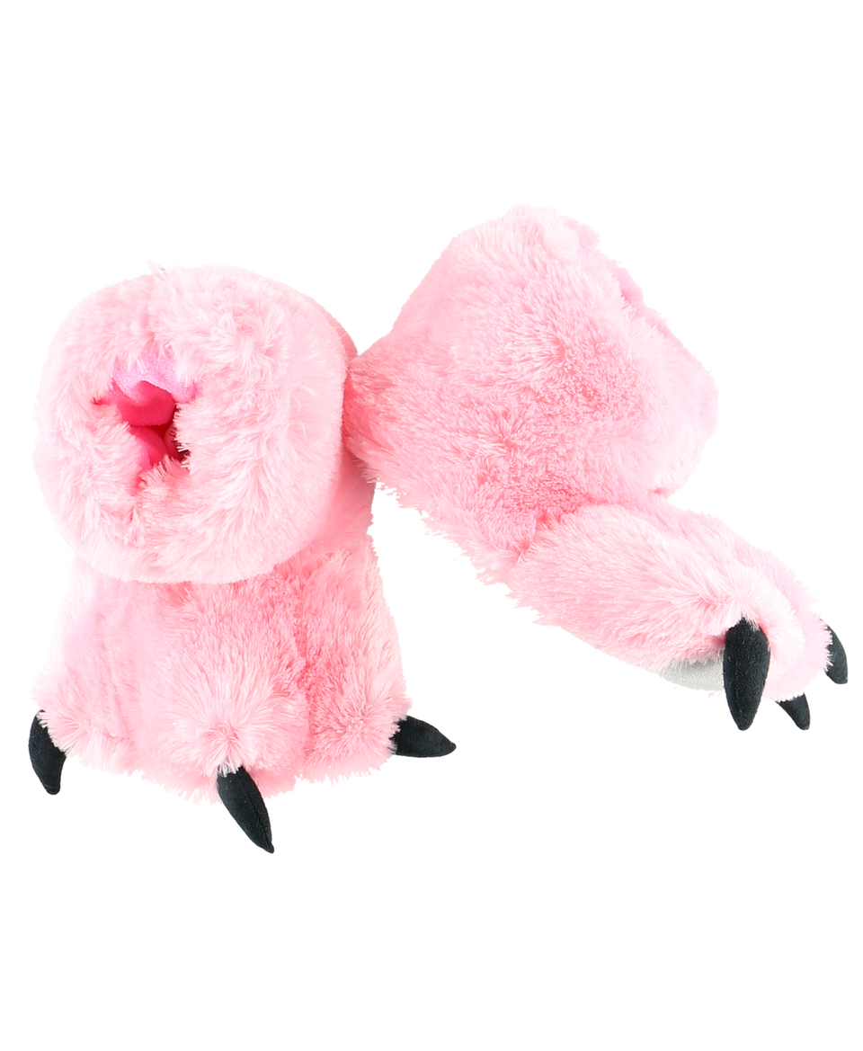 Pink Bear Kid & Adult Paw Slippers