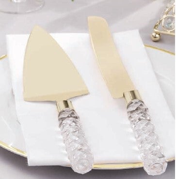 Gold Cake Knife Server Set