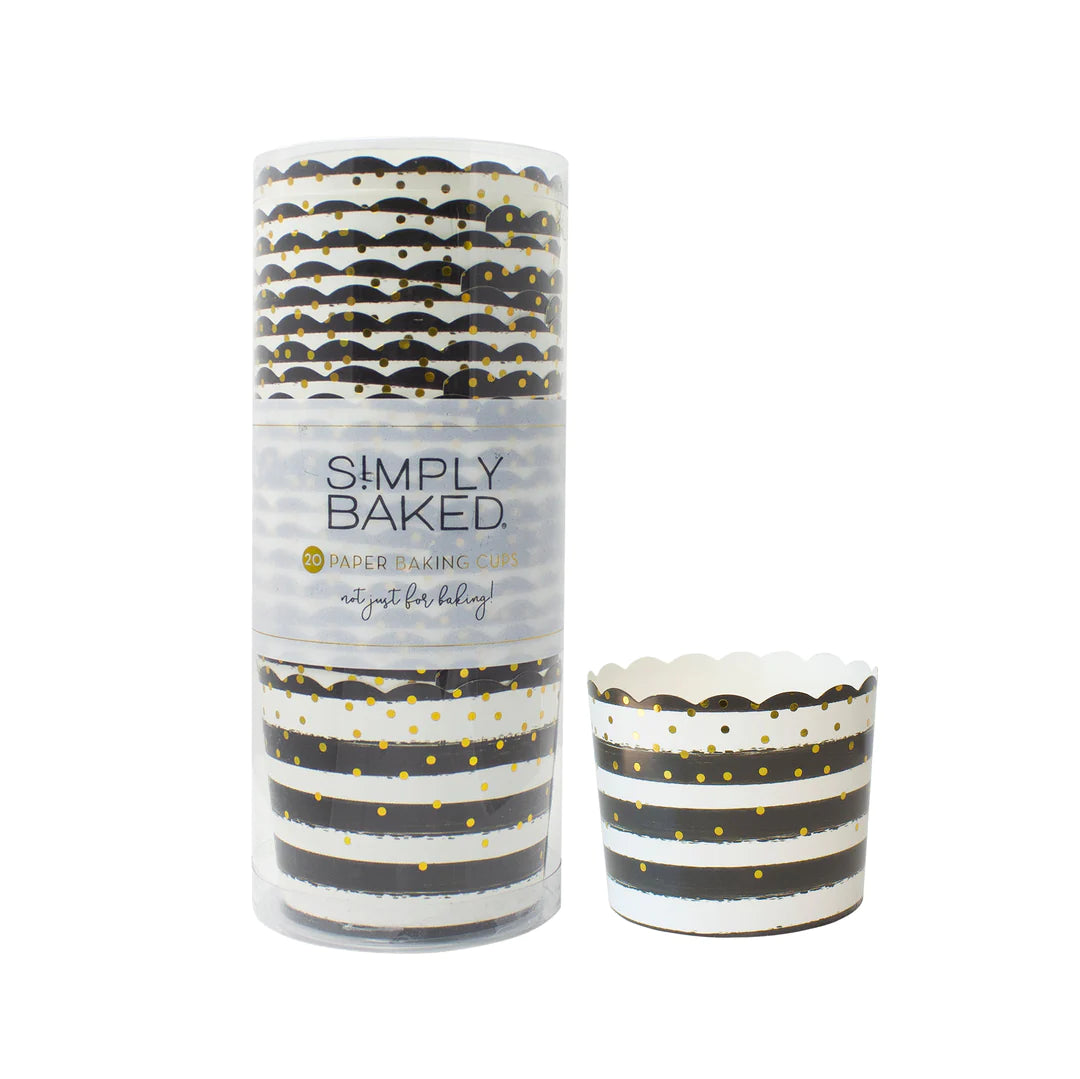 Large Paper Black Confetti Baking Cups Set/20