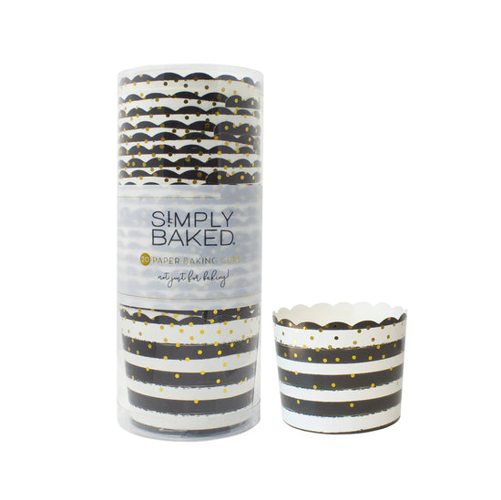 Large Paper Black Confetti Baking Cups Set/20