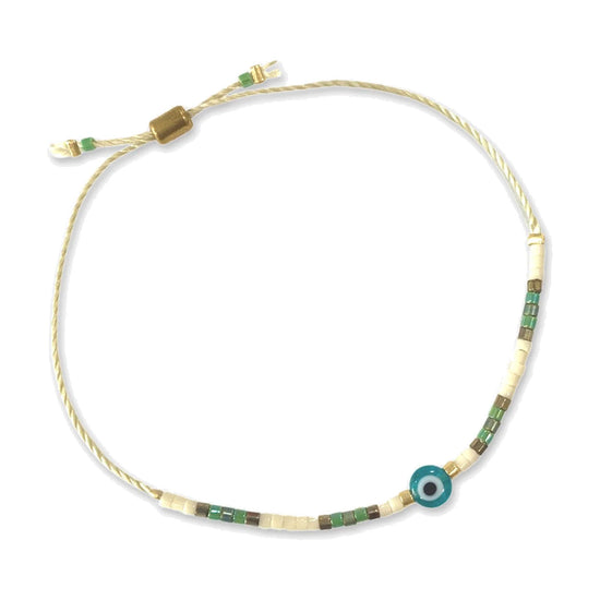 Evil Eye Bracelet - Blue Sea / White