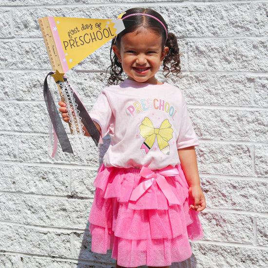 Preschool Pencil Bow Short Sleeve T Shirt