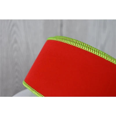 Lime/Red Double Sided Flocking Velvet Ribbon 2.5" x 10yd