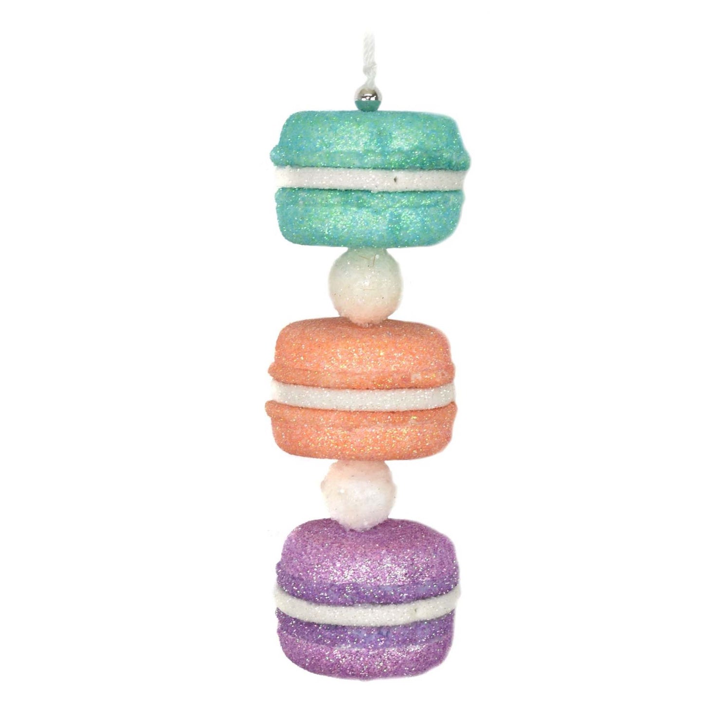 6.5" Macaroon Ornament in Blue/Orange/Purple or Yellow/Pink/Green