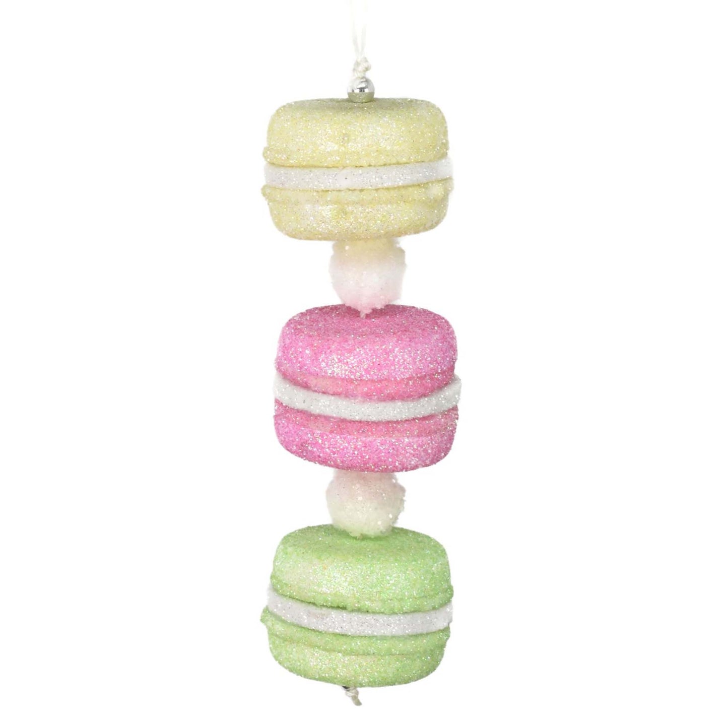 6.5" Macaroon Ornament in Blue/Orange/Purple or Yellow/Pink/Green