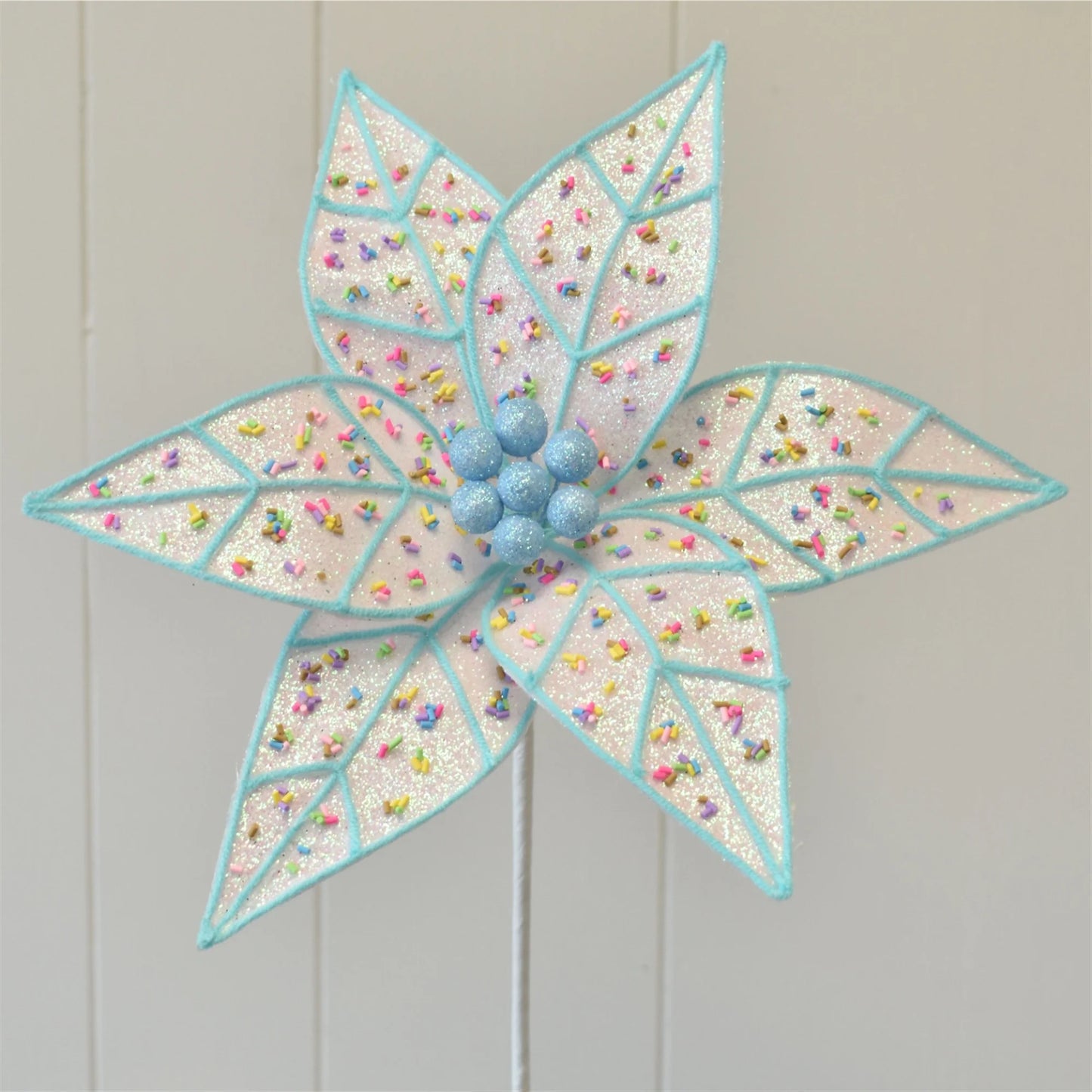 Blue Confetti Candy Poinsettia Stem 24''X 11.5''