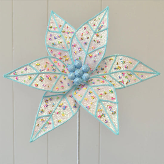Blue Confetti Candy Poinsettia Stem 24''X 11.5''