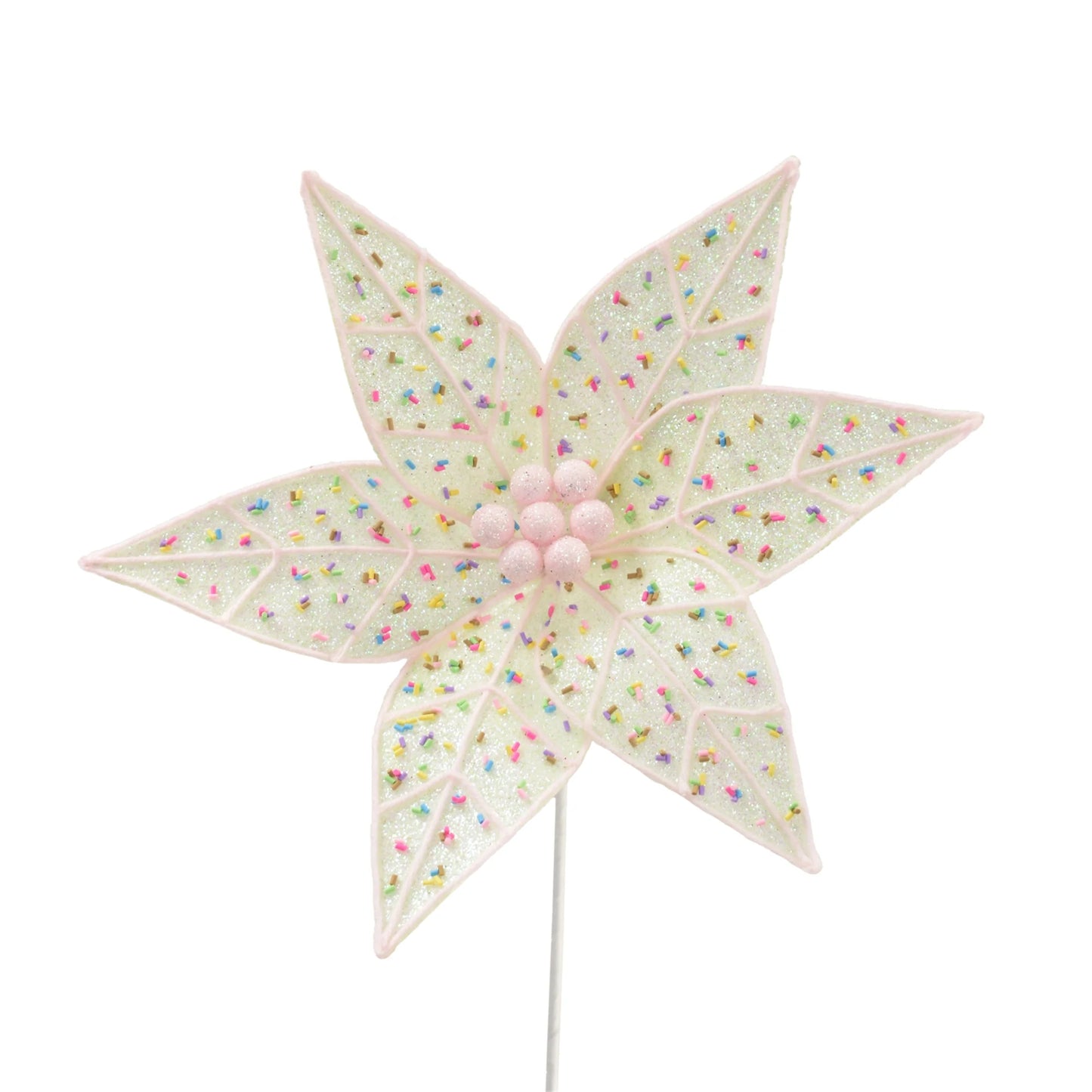 Pink/Green Confetti Candy Poinsettia Stem 24''X 11.5''