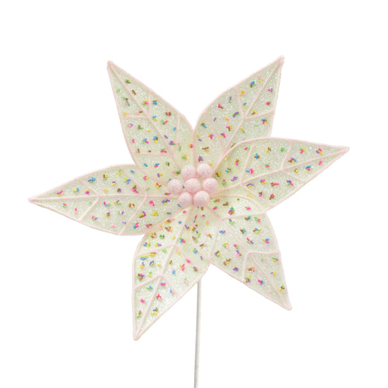 Pink/Green Confetti Candy Poinsettia Stem 24''X 11.5''