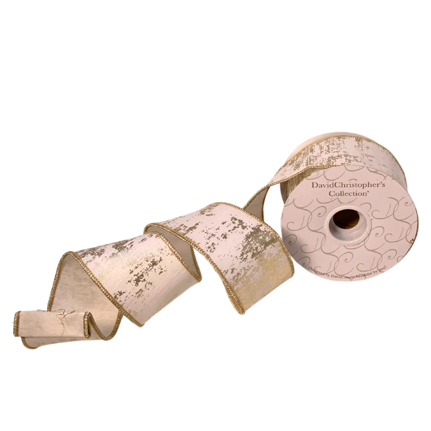 White Gold Faux Dupioni Abstract Ribbon 2.5” x 10yd | IR