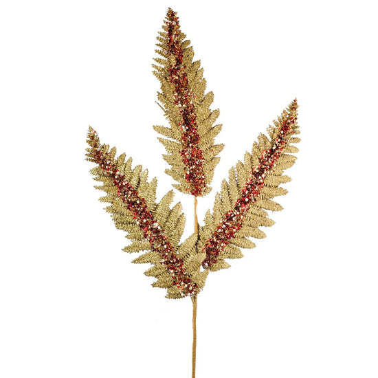 Jumbo Glitter Sequin Fern Gold/Red