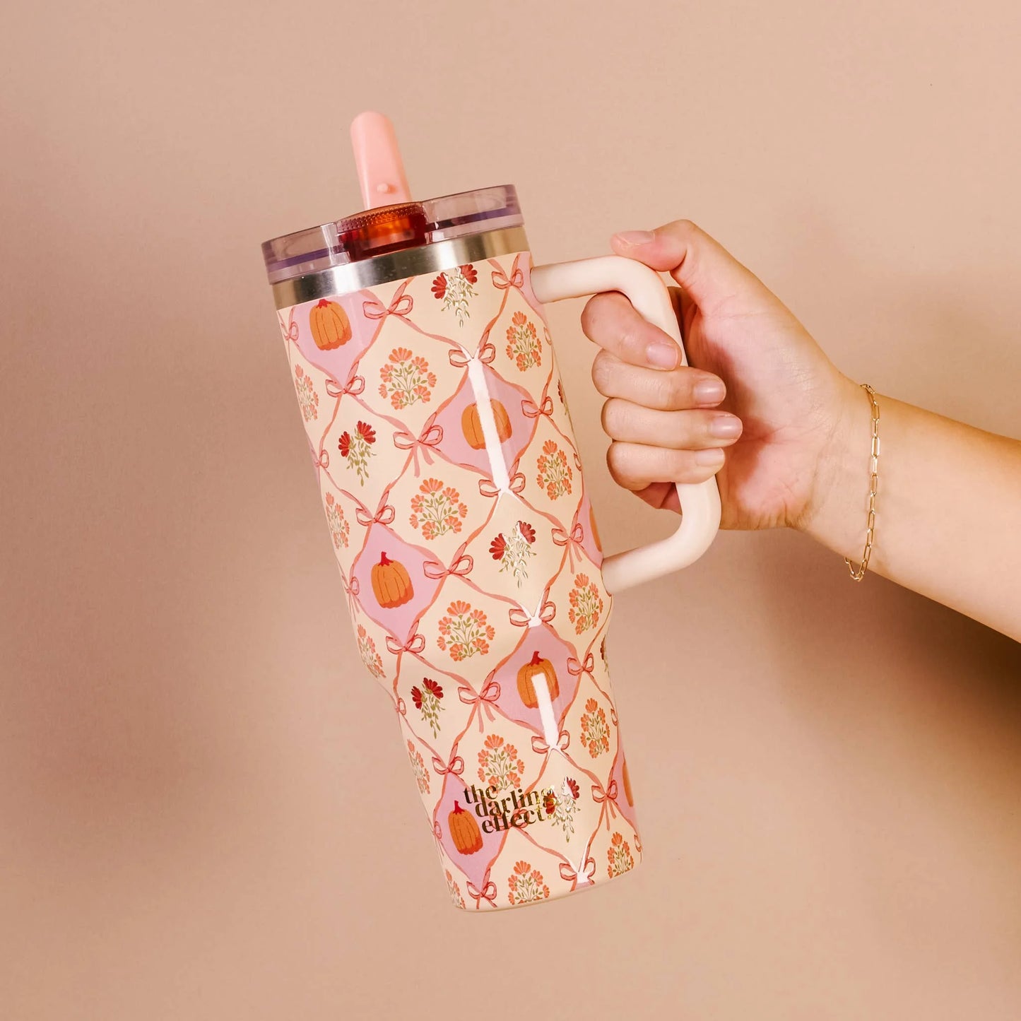 40 oz Lifestyle Flip Straw Tumbler- Patchwork Pumpkin
